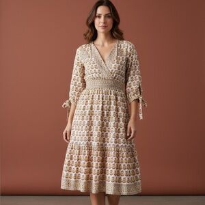 Bell by Alicia Bell Midi Dress Boho Silk Flowy Star Moon Tassels Size Small NWOT